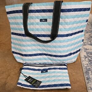 Scout Blue and White Striped Tote Bag Set